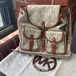 Michael Kors Drawstring Backpack in Natural